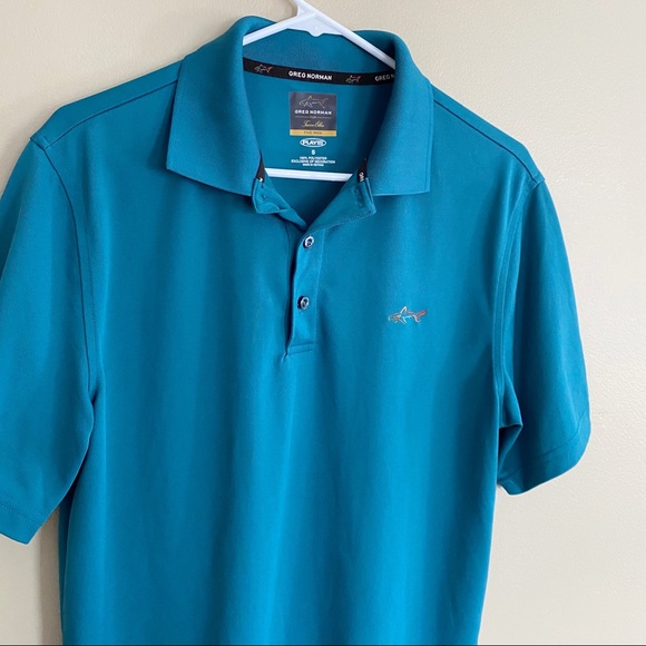 Greg Norman Tasso Elba polo t-shirt teal blue sz S - Picture 2 of 4